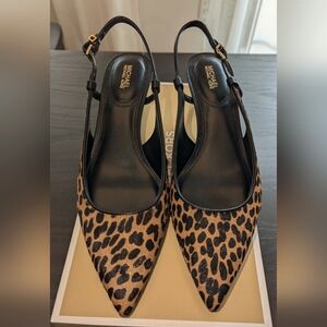 Leopard Kitten Heel Slingback Sandals - 9.5 by Michael Kors
